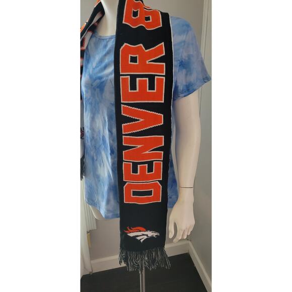Denver Broncos Reversible Home/Away Games Fleece Scarf FOCO Logo Fringe - Picture 8 of 8